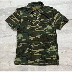 Vintage Lucky Brand Shirt Regulation Issue Polo Men M Camo Military Style Cotton
